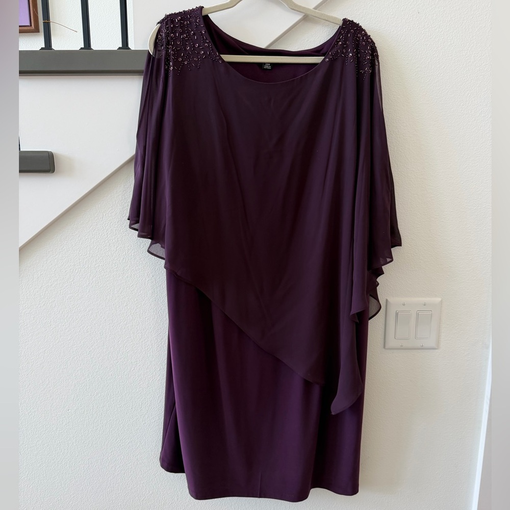 SLNY Asymmetrical Dress in Deep Purple NWOT